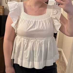 Mustard Seed Cream Ruffle Blouse